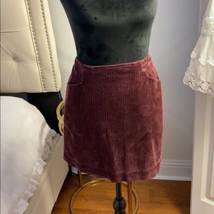 Red suede corduroy skirt with pockets